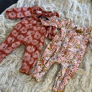 Mud Pie 6-9m Fall / Thanksgiving Floral Baby Bodysuits (set of two)